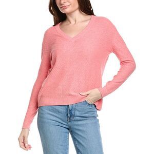 Hannah Rose Womens Savannah Texture Linen-Blend Sweater, Pink